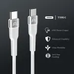 CABLE TRENZADO DE NAILON DURA SPEED DE 65W TIPO C EN AMBOS LADOS DE 1.8M BLANCO ARGCB0047
